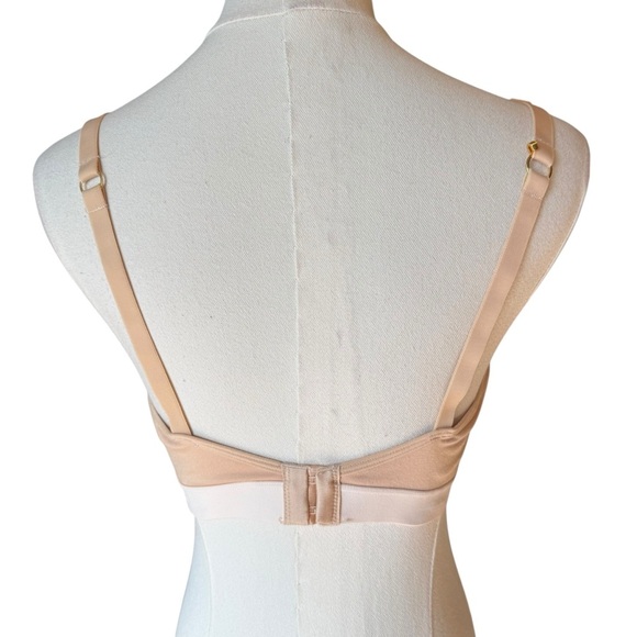 Lively -WireFree Deep V Nude Beige Plunge Adjustable Racerback Option Bra Sz 36D - Picture 5 of 9